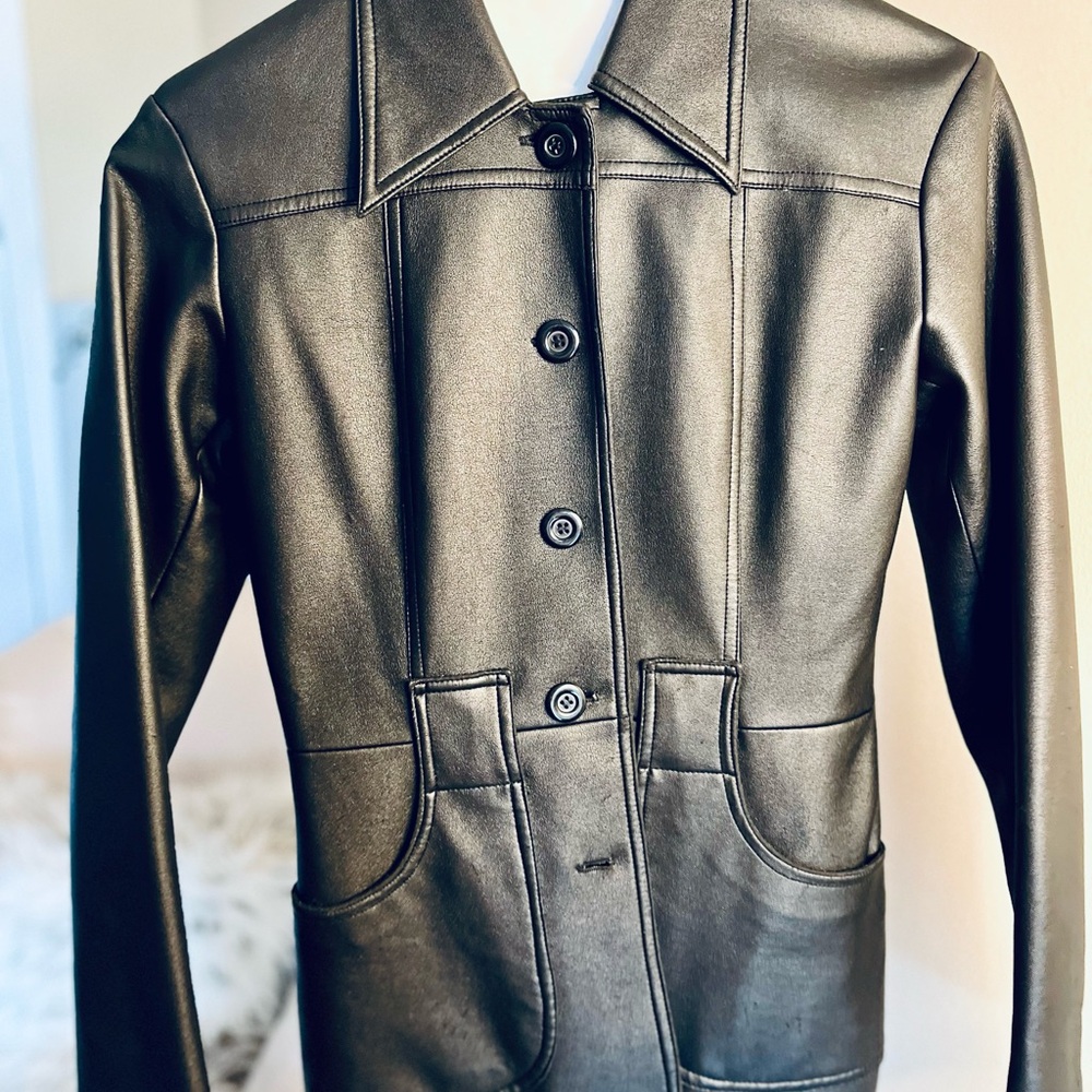 VINTAGE • Faux Leather Jacket • SIZE S/P